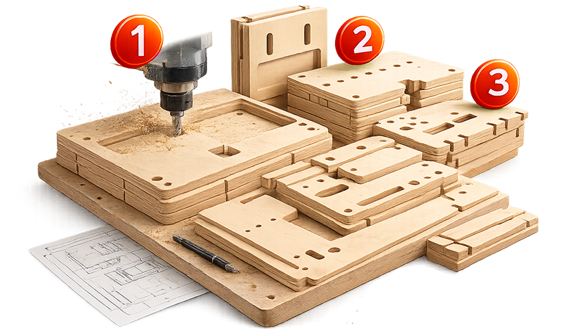 Proceso de trabajo CNC para madera