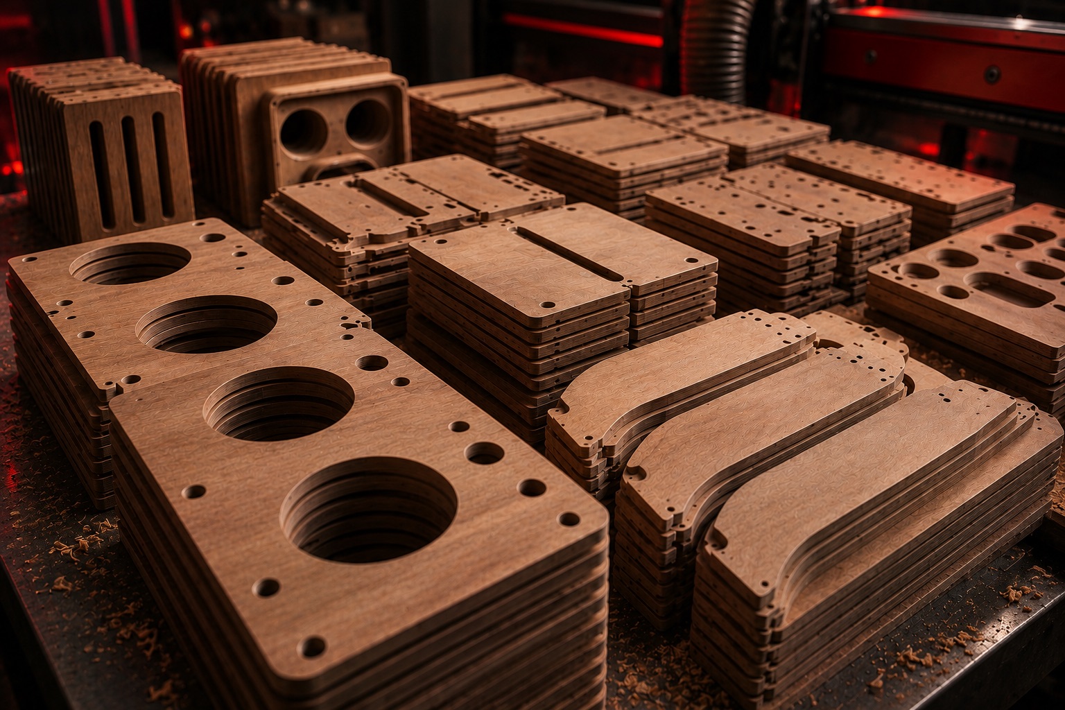 Producción en serie de piezas idénticas cortadas en CNC con tolerancias repetibles